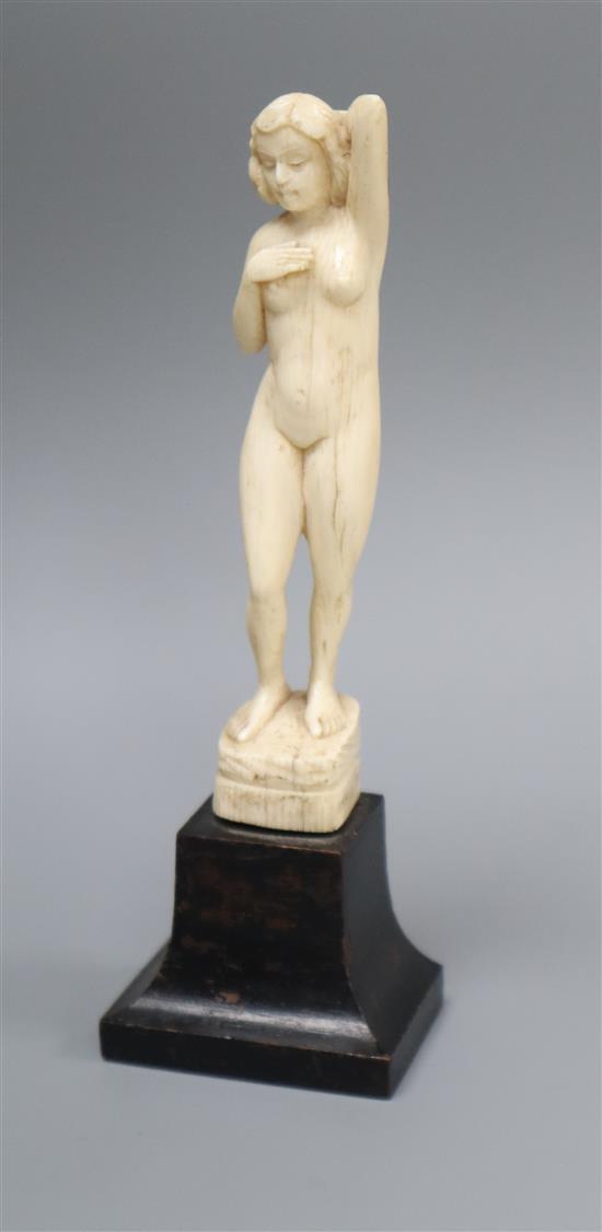 A Dieppe carved ivory figure of a girl height 15cm